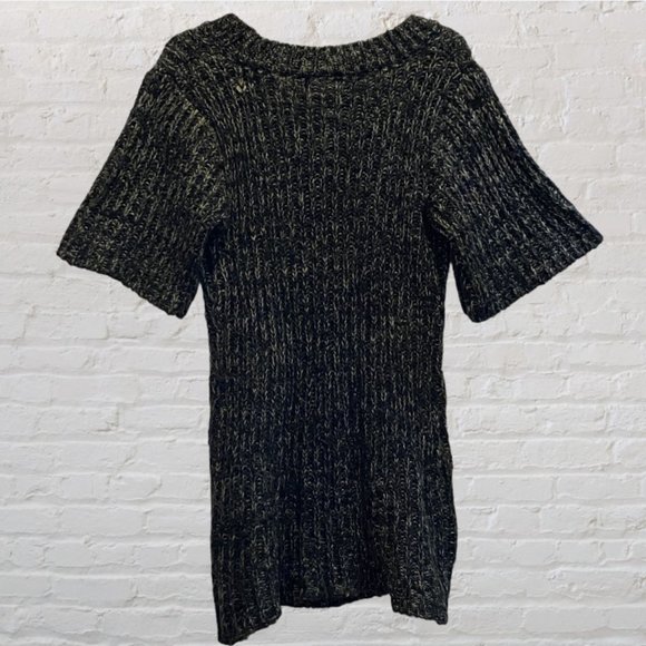 GERI C -- Mini Sweater Dress, Long Sweater, Gray Cable-Knit, Elbow Length Sleeve - Picture 10 of 13